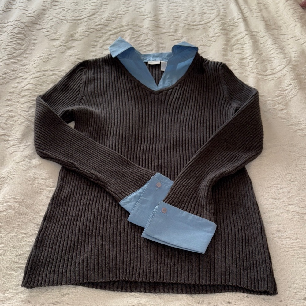 Gently Loved Women's Black Maternity Sweater with Blue Accents by In Due Time